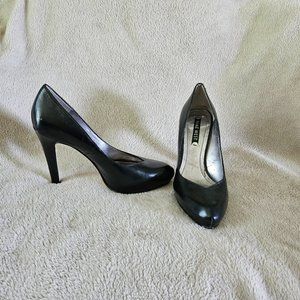 Nine West Black Leather Platform Heel